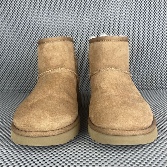 UGG Classic Mini II Boots Womens 8 Chestnut Leather Sheepskin Pull On Winter - Picture 6 of 11